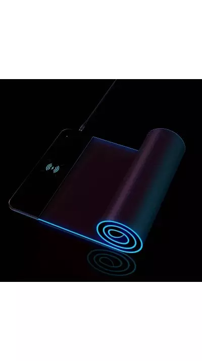 Professionelles LED Gaming Pad XXL (80 x 30cm) RGB mit Qi-Induktionsladefläche 10W - Schwarz