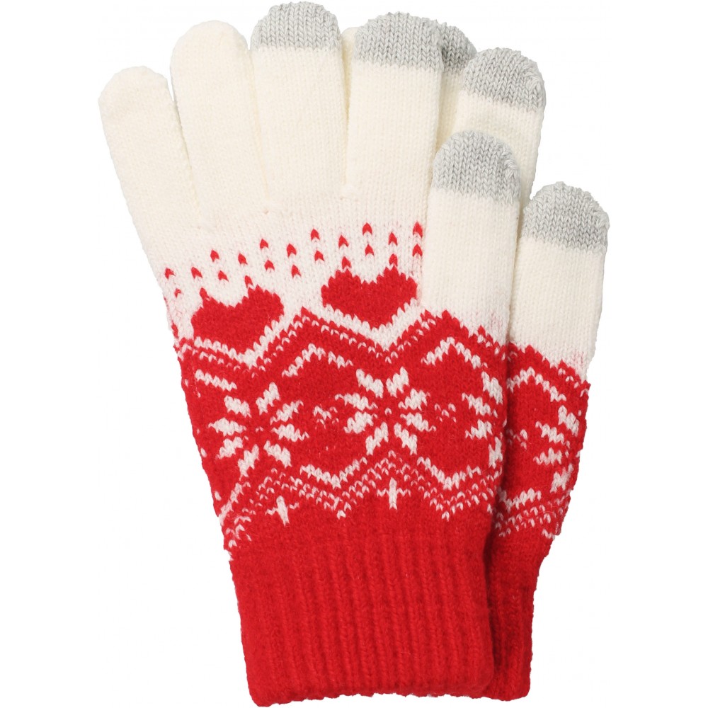 Strickhandschuhe 'Snowflake' für Winter mit Touchscreen kompatibilität - Rot