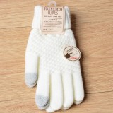 Winter-Touch-Handschuhe aus Strick mit Kompatibilität für Smartphone- und Tablet-Bildschirme - Weiß