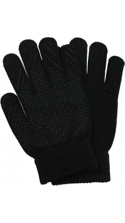 Universelle taktile Handschuhe mit Silikongriff für den Winter - - Schwarz