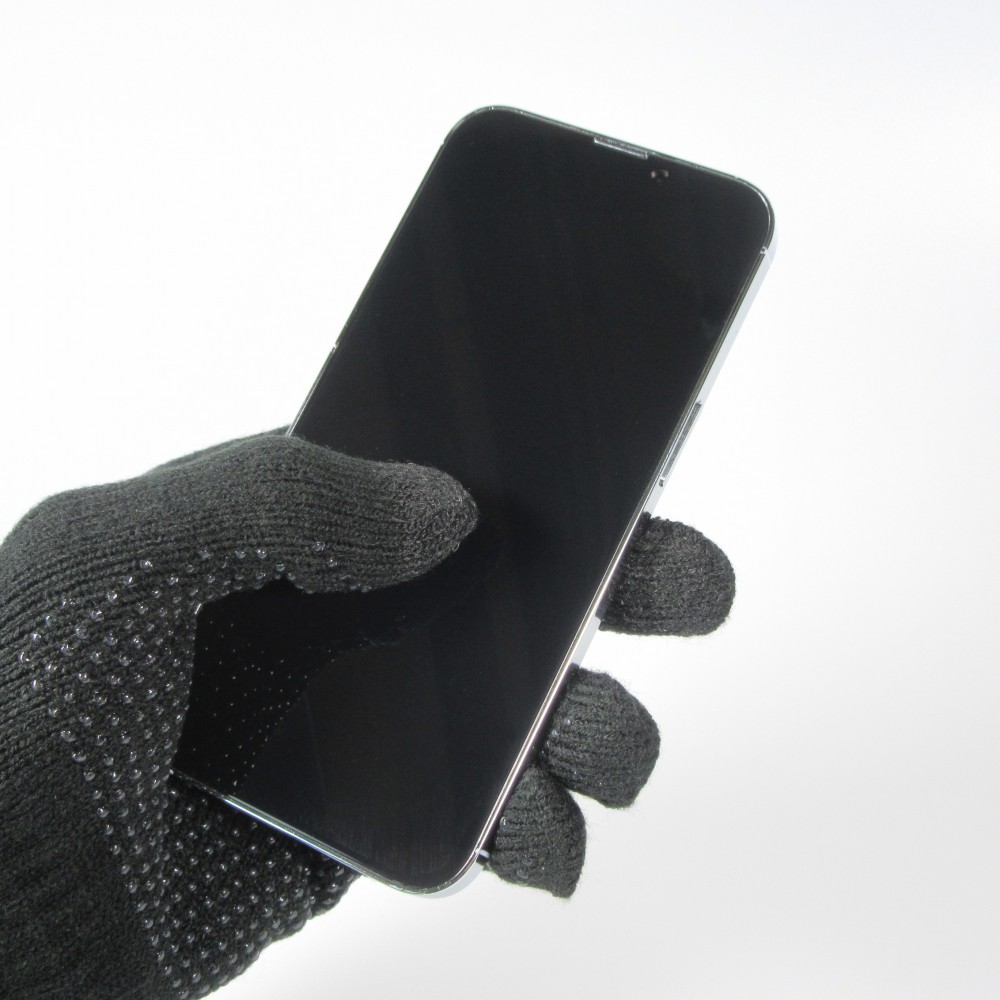 Universelle taktile Handschuhe mit Silikongriff für den Winter - - Schwarz