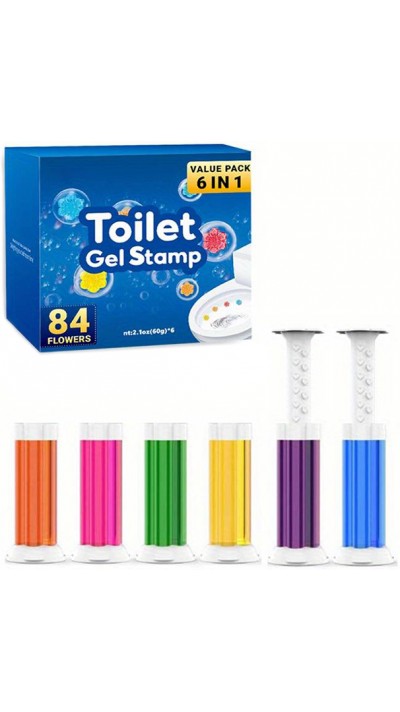Gel de toilette nettoyant désodorisant avec auto-applicateur (Set de 6 fragrances différentes)