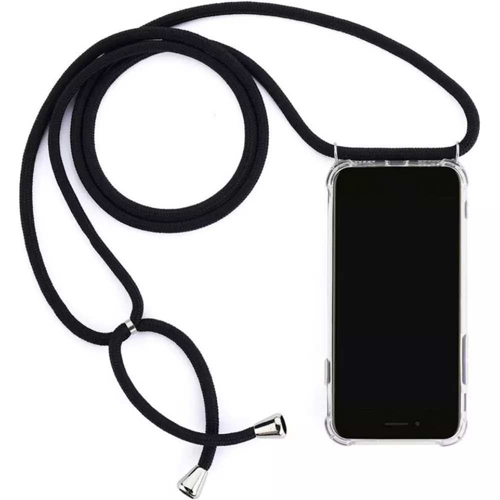 Hülle iPhone X / Xs - Gummi transparent mit Seil - Schwarz