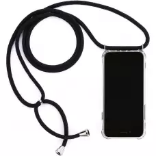 Hülle iPhone X / Xs - Gummi transparent mit Seil - Schwarz