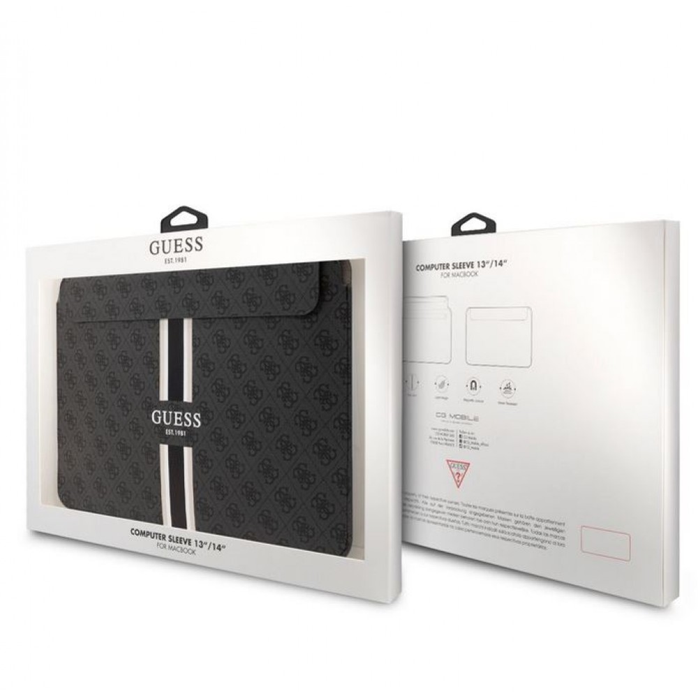 Guess Logo Stripes Housse pour Laptop et MacBook 16" - Noir