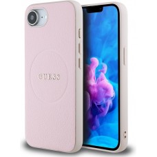 iPhone 16e Case Hülle - Guess MagSafe Klassisches Logo PU Geprägt - Rosa