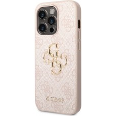 iPhone 14 Pro Max Case Hülle - Guess PU 4G mit Metall-Logo - Rosa