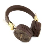 Guess Premium-Audio-Kopfhörer drahtlos On-Ear Headphones Bluetooth 5.3 - Studio Quality Sound - Leder Monogramm - Braun