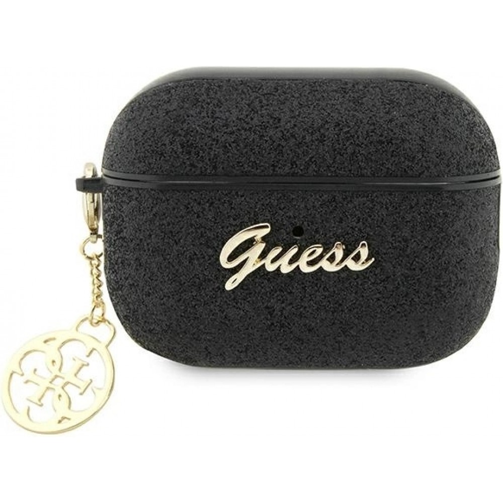 AirPods Pro / Pro 2 Case Hülle - Guess Paillettes Logo Metallisch Gold - Schwarz