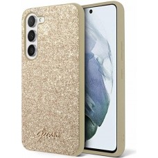 Galaxy S24 Ultra Case Hülle - Guess Gold Paillettes mit goldenem Metall-Logo - Gold