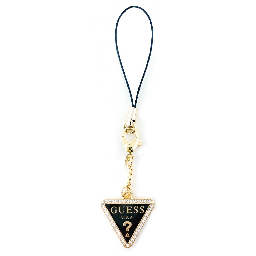 Guess Schmuckanhänger Telefonschmuck dekorativ mit Strasssteinen - Schwarz / gold