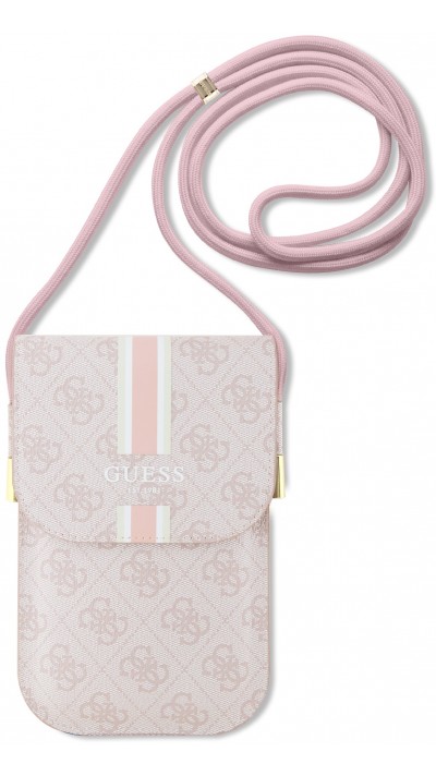 Guess pochette universelle de téléphone monogramme similicuir lanière ajustable et porte-carte - Rose clair