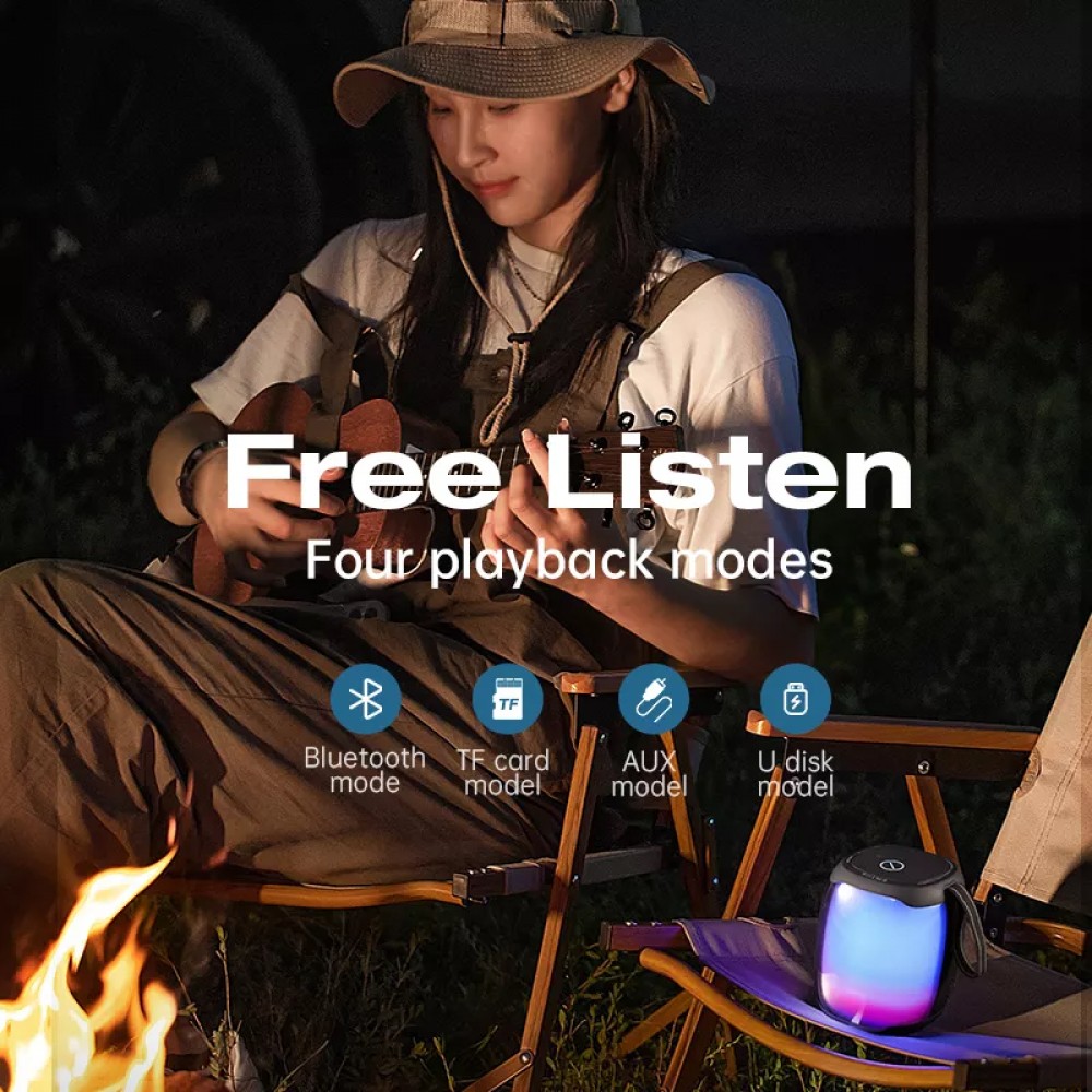 Bluetooth-Lautsprecher LED Leuchtender tragbarer kabelloser Sanag V12S Pro transparenter Kunststoffrückseite - Schwarz