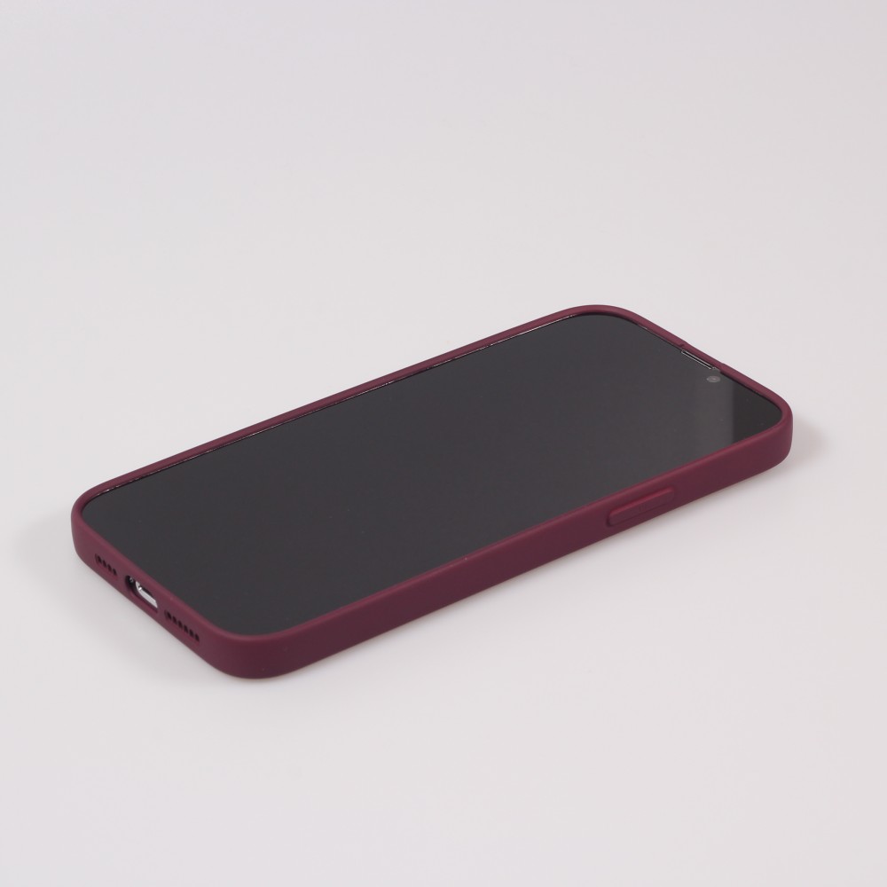 iPhone 15 Case Hülle - Soft-Shell silikon cover mit MagSafe und Kameraschutz - Bordeaux