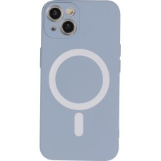 iPhone 15 Case Hülle - Soft-Shell silikon cover mit MagSafe und Kameraschutz - Blau grau