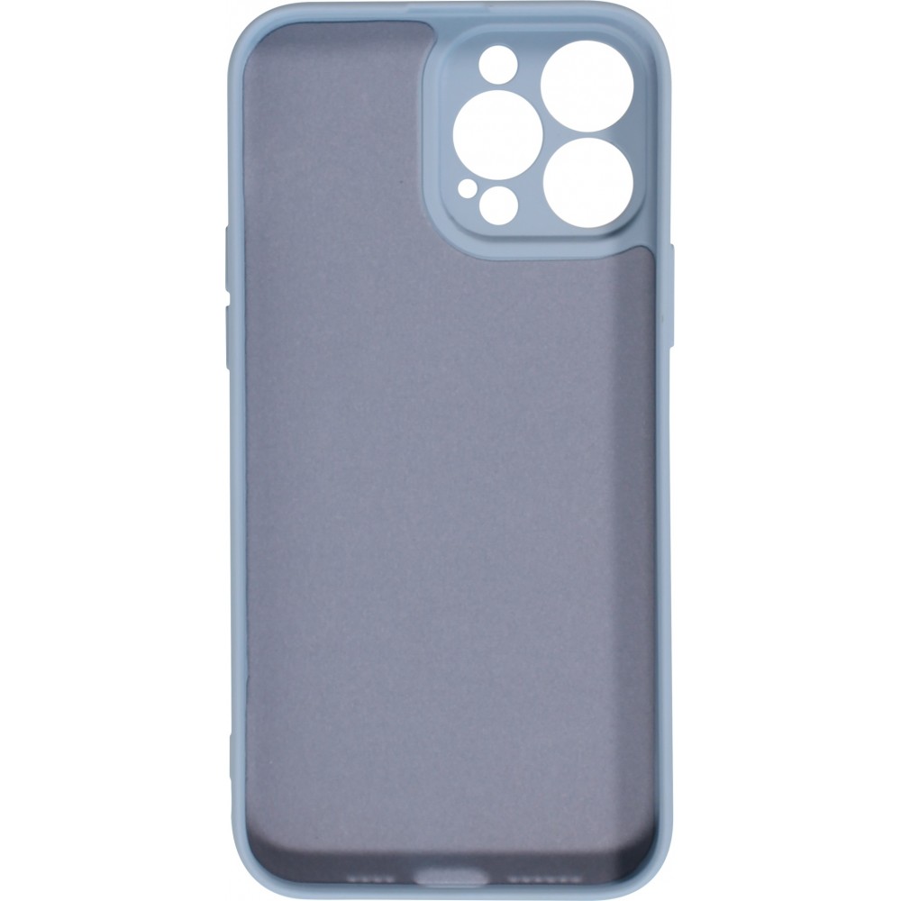 iPhone 15 Case Hülle - Soft-Shell silikon cover mit MagSafe und Kameraschutz - Blau grau