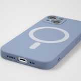 iPhone 15 Case Hülle - Soft-Shell silikon cover mit MagSafe und Kameraschutz - Blau grau