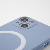 iPhone 15 Case Hülle - Soft-Shell silikon cover mit MagSafe und Kameraschutz - Blau grau