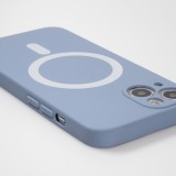 iPhone 15 Case Hülle - Soft-Shell silikon cover mit MagSafe und Kameraschutz - Blau grau