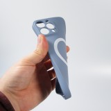 iPhone 15 Case Hülle - Soft-Shell silikon cover mit MagSafe und Kameraschutz - Blau grau