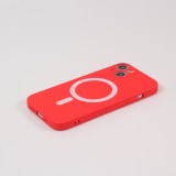 iPhone 15 Case Hülle - Soft-Shell silikon cover mit MagSafe und Kameraschutz - Rot