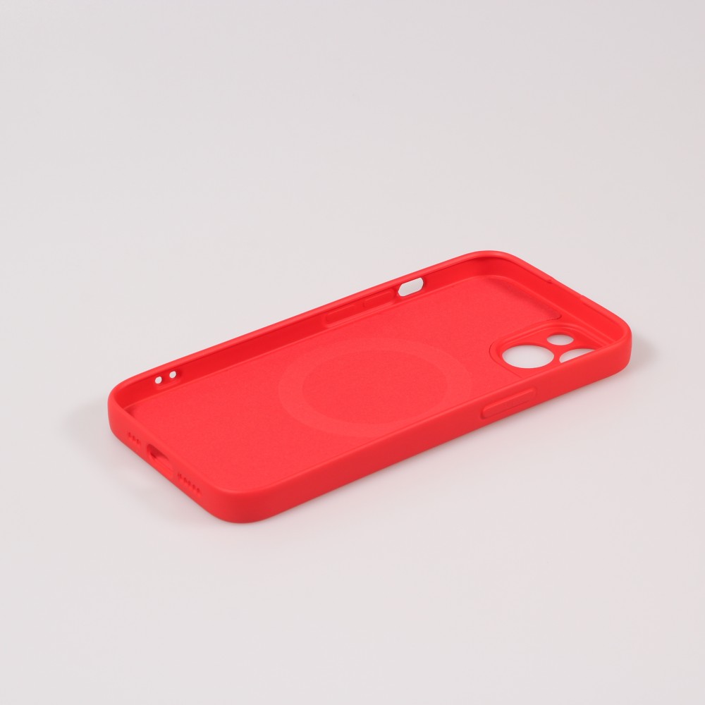 iPhone 15 Case Hülle - Soft-Shell silikon cover mit MagSafe und Kameraschutz - Rot