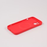 iPhone 15 Case Hülle - Soft-Shell silikon cover mit MagSafe und Kameraschutz - Rot