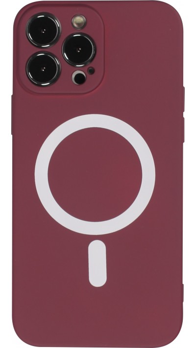 iPhone 13 Pro Case Hülle - Soft-Shell silikon cover mit MagSafe und Kameraschutz - Bordeaux