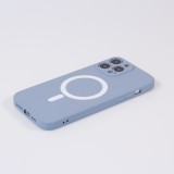 iPhone 13 Pro Max Case Hülle - Soft-Shell silikon cover mit MagSafe und Kameraschutz - Blau grau