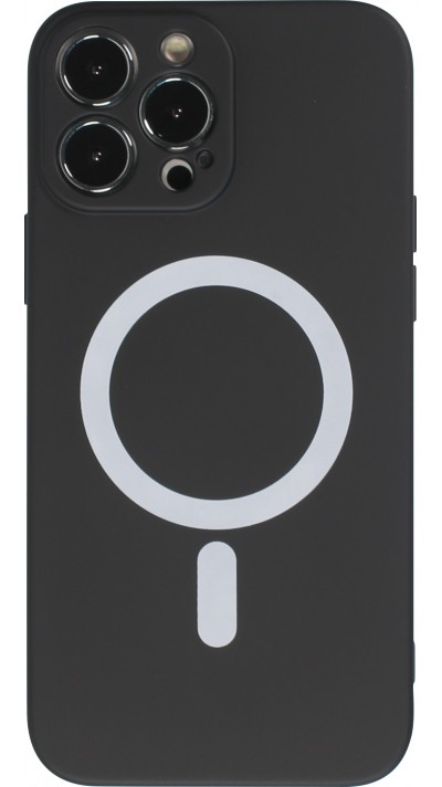 iPhone 13 Pro Max Case Hülle - Soft-Shell silikon cover mit MagSafe und Kameraschutz - Schwarz
