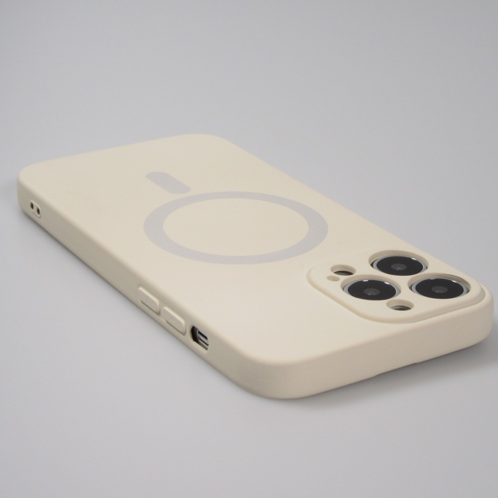 iPhone 15 Case Hülle - Soft-Shell silikon cover mit MagSafe und Kameraschutz - Vanille