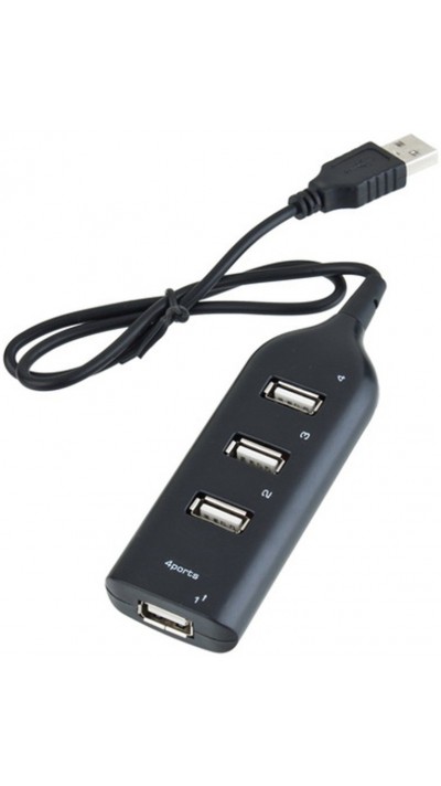 4-Port USB Hub Highspeed Multiport 4x USB-A / PC / Laptop / TV Multistecker - Schwarz