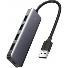 Ugreen USB Hub 4x USB3.2 High Performance schnellübertragung 5Gbps mit Micro USB Power Anschluss - Grau
