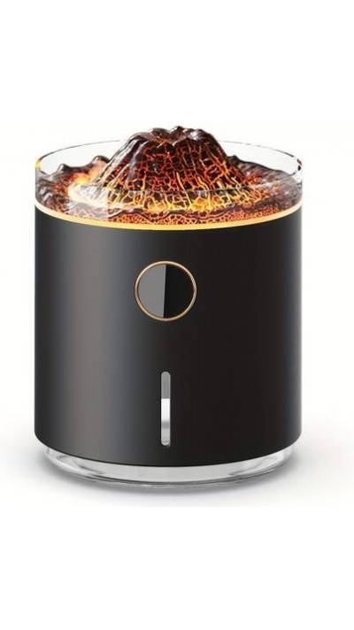 Luftbefeuchter Vulkan Flame Aroma Diffusor mit Digitalanzeige & LED Flamme - Schwarz