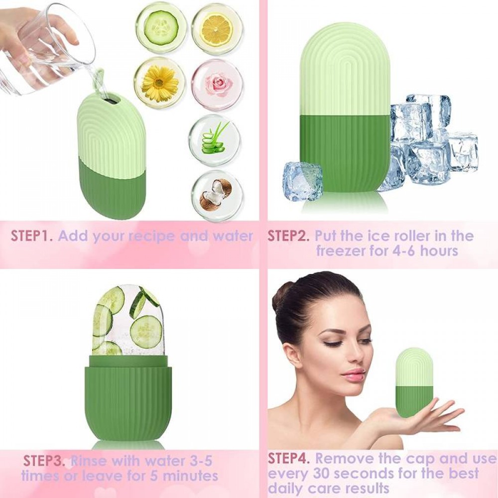Ice Face Roller Gesichtsmassage Kryotherapie Silikon-Werkzeug Hautpflege und Massage - Grün