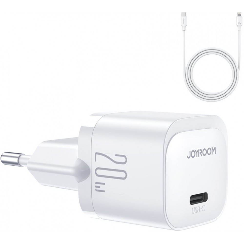 JOYROOM Mini USB-C Ladegerät 20W PowerDelivery fast charger + USB-C zu Lightning Ladekabel - Weiss