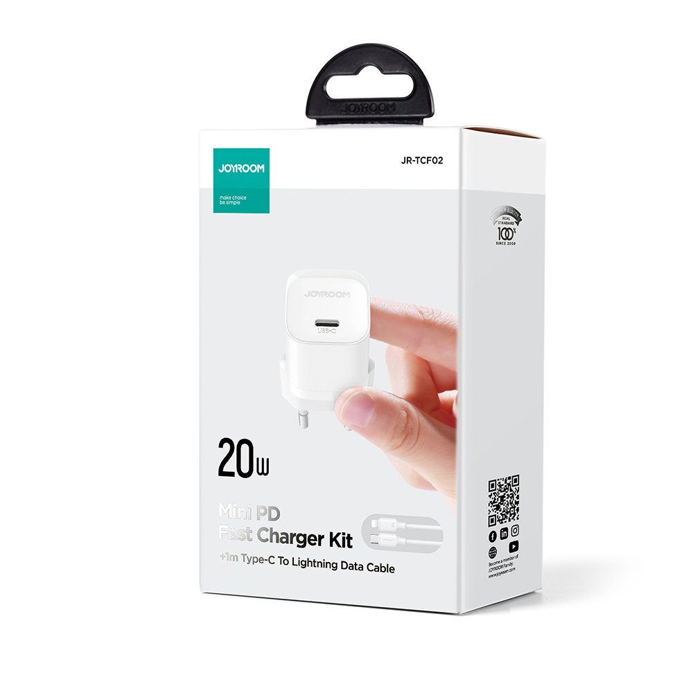JOYROOM Mini USB-C Ladegerät 20W PowerDelivery fast charger + USB-C zu Lightning Ladekabel - Weiss