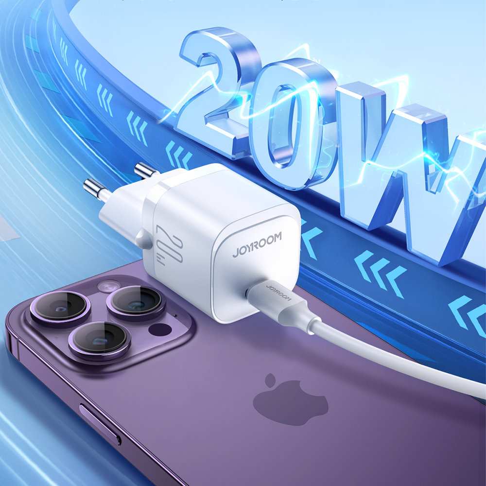 JOYROOM Mini USB-C Ladegerät 20W PowerDelivery fast charger + USB-C zu Lightning Ladekabel - Weiss
