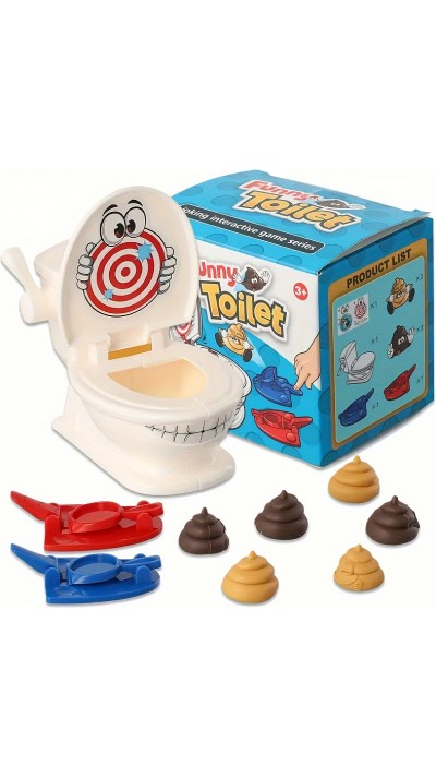 Jeu de Tir Drôle Toilette avec 2 Lancers et 6 Figurines Caca pour Enfants