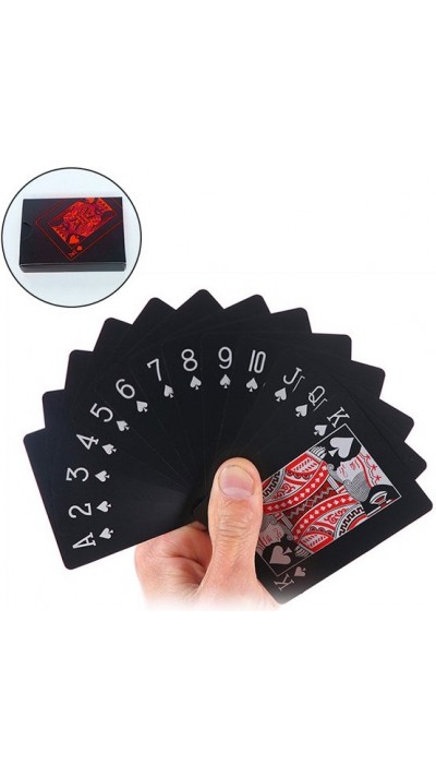 Poker Spielkarten Set - Black Diamond Wasserdichte und robuste Karten aus PVC - Matt - Schwarz