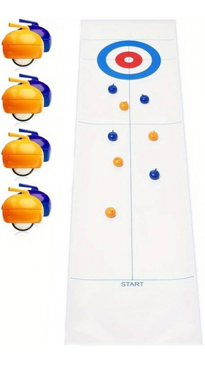 Tisch-Curling-Spiel Set mit 8 Steinen (Curling Kugel) und Matte für grosse Unterhaltung