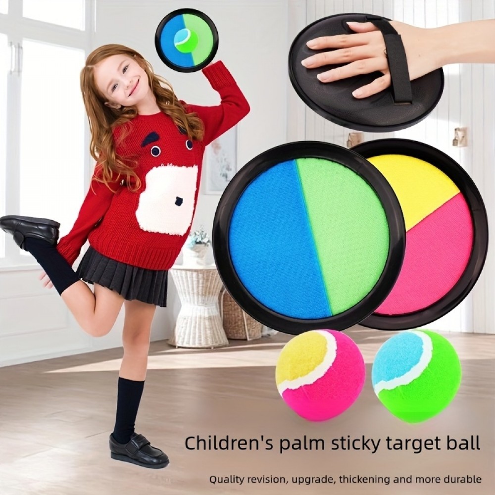 Velcro Haftscheiben Spielset mit Fangball für Kinder und Erwachsene (2 Scheiben und 1 Ball) - Rosa/Gelb