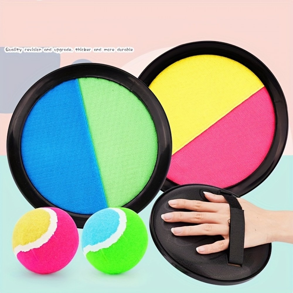 Velcro Haftscheiben Spielset mit Fangball für Kinder und Erwachsene (2 Scheiben und 1 Ball) - Rosa/Gelb