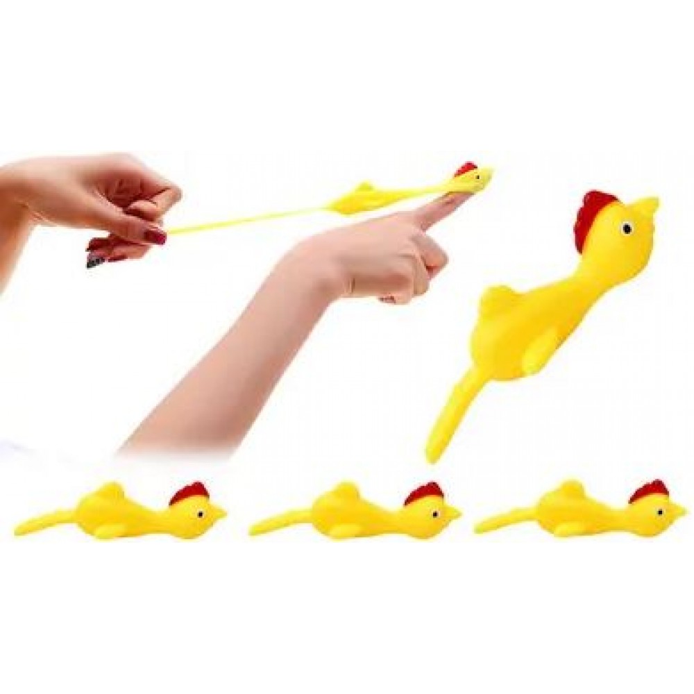 Spielzeug fliegendes Huhn lustig dehnbar und klebrig Katapult zum Werfen (5 Stück) - Gelb