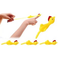 Spielzeug fliegendes Huhn lustig dehnbar und klebrig Katapult zum Werfen (5 Stück) - Gelb