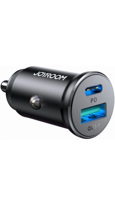 Joyromm JR-CCN05 Doppeladapter Zigarettenanzünder 30W USB- & USB-C Power Delivery + QC3.0 - Schwarz