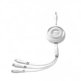 Joyroom 3 in 1 einziehbares Kabel 1m USB-A auf USB-C + Lightning + microUSB - Violett