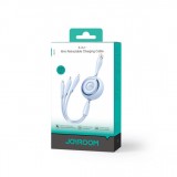 Joyroom 3 in 1 einziehbares Kabel 1m USB-A auf USB-C + Lightning + microUSB - Violett
