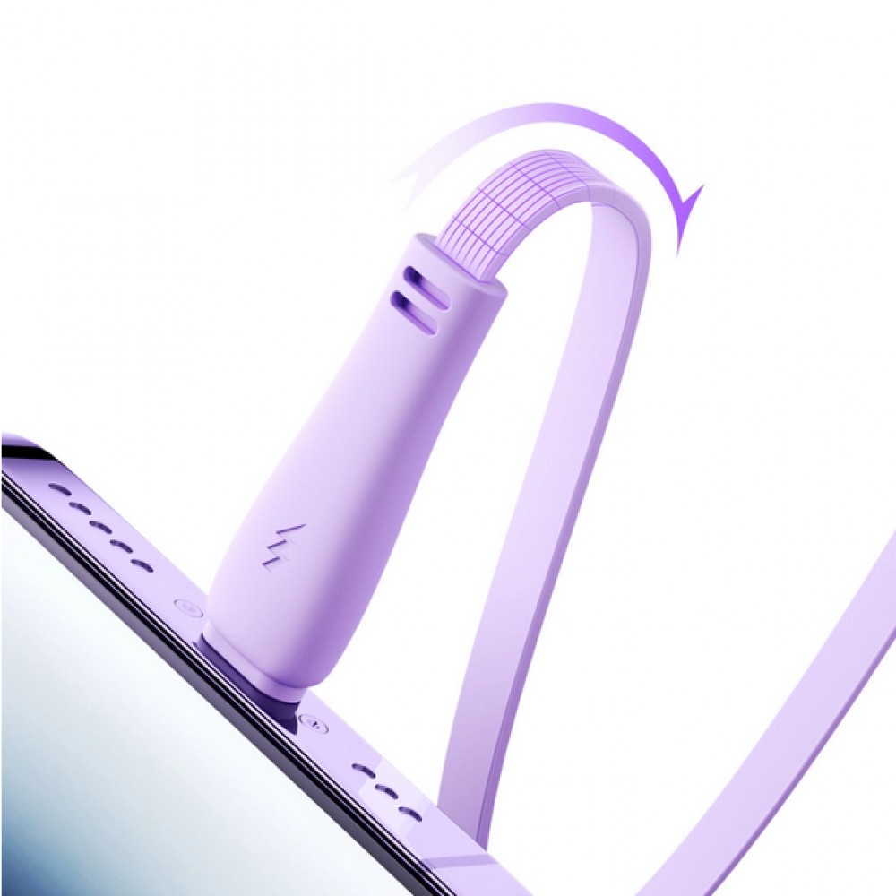 Joyroom 3 in 1 einziehbares Kabel 1m USB-A auf USB-C + Lightning + microUSB - Violett