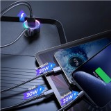 Joyroom 3in1 Zigarettenanzünder Adapter 60W Fast Charger mit integriertem USB-C Kabel & USB-C + USB-A QC3.0 Anschluss
